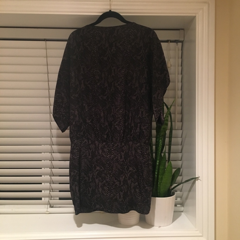 Parker Black Gray Silk Snakeskin Dress